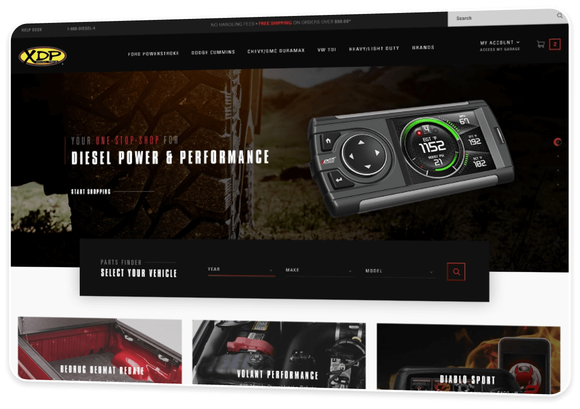 Screenshot of XDP home page.