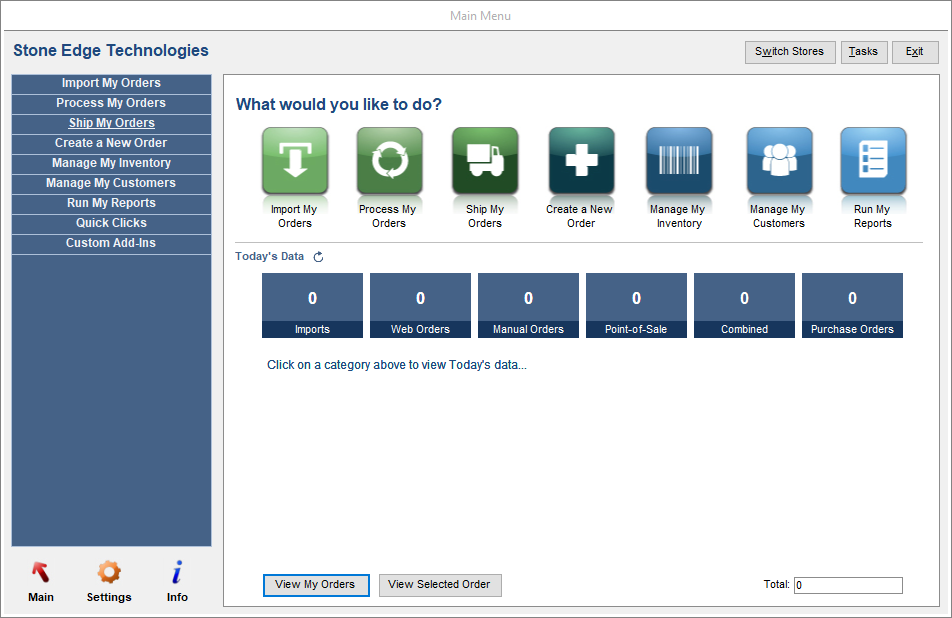 Screenshot of Stone Edge admin.